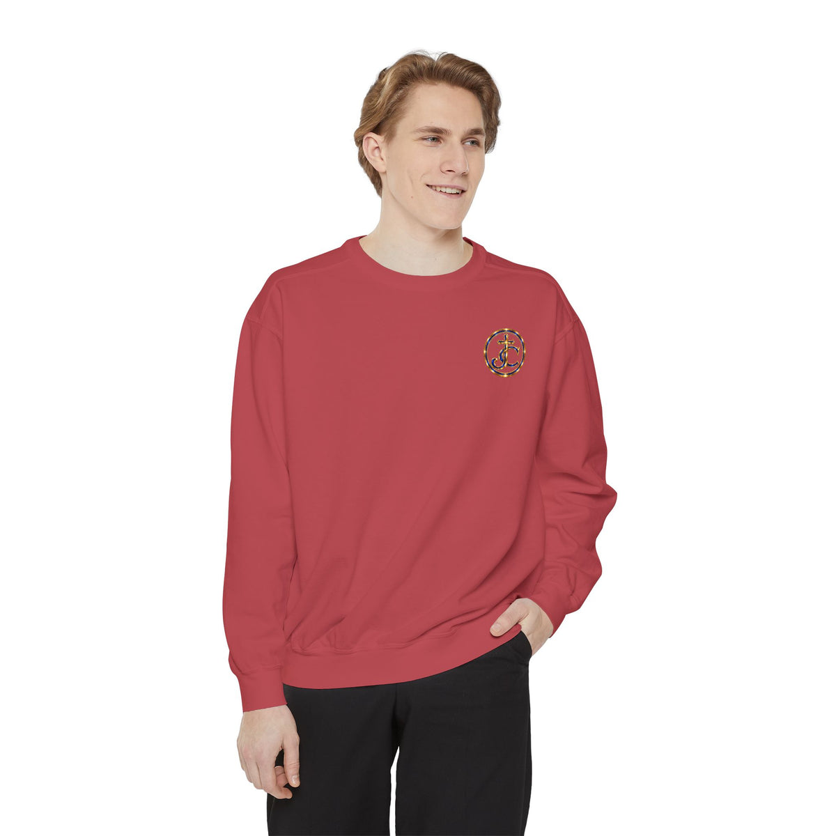 Religious Sweatshirt — “Jesus Christ Today, Tomorrow and Forever More” Crown Graphic