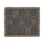 Religious Prayer Patchwork Woven Blanket – Inspirational Scripture & Faith Symbols Throw