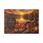 Thankful Harvest Glass Cutting Board — Autumn Cornucopia with "Give Thanks" Scripture