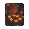 Autumn Candlelight Sherpa Blanket — Cozy Fall Leaves & Pumpkin Throw