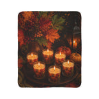 Autumn Candlelight Sherpa Blanket — Cozy Fall Leaves & Pumpkin Throw