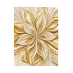 Gold Floral Velveteen Plush Blanket — Luxurious Metallic Flower Throw