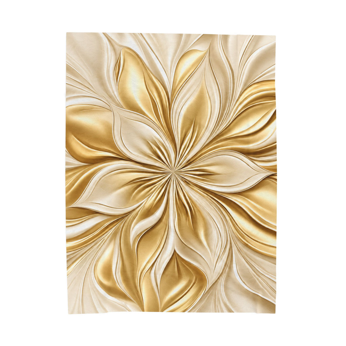 Gold Floral Velveteen Plush Blanket — Luxurious Metallic Flower Throw