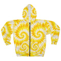 Yellow Spiral Tie-Dye Zip Hoodie
