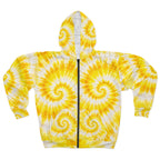 Yellow Spiral Tie-Dye Zip Hoodie
