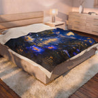 Velveteen Plush Blanket — Moonlit Lotus Lake Throw