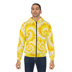Yellow Spiral Tie-Dye Zip Hoodie