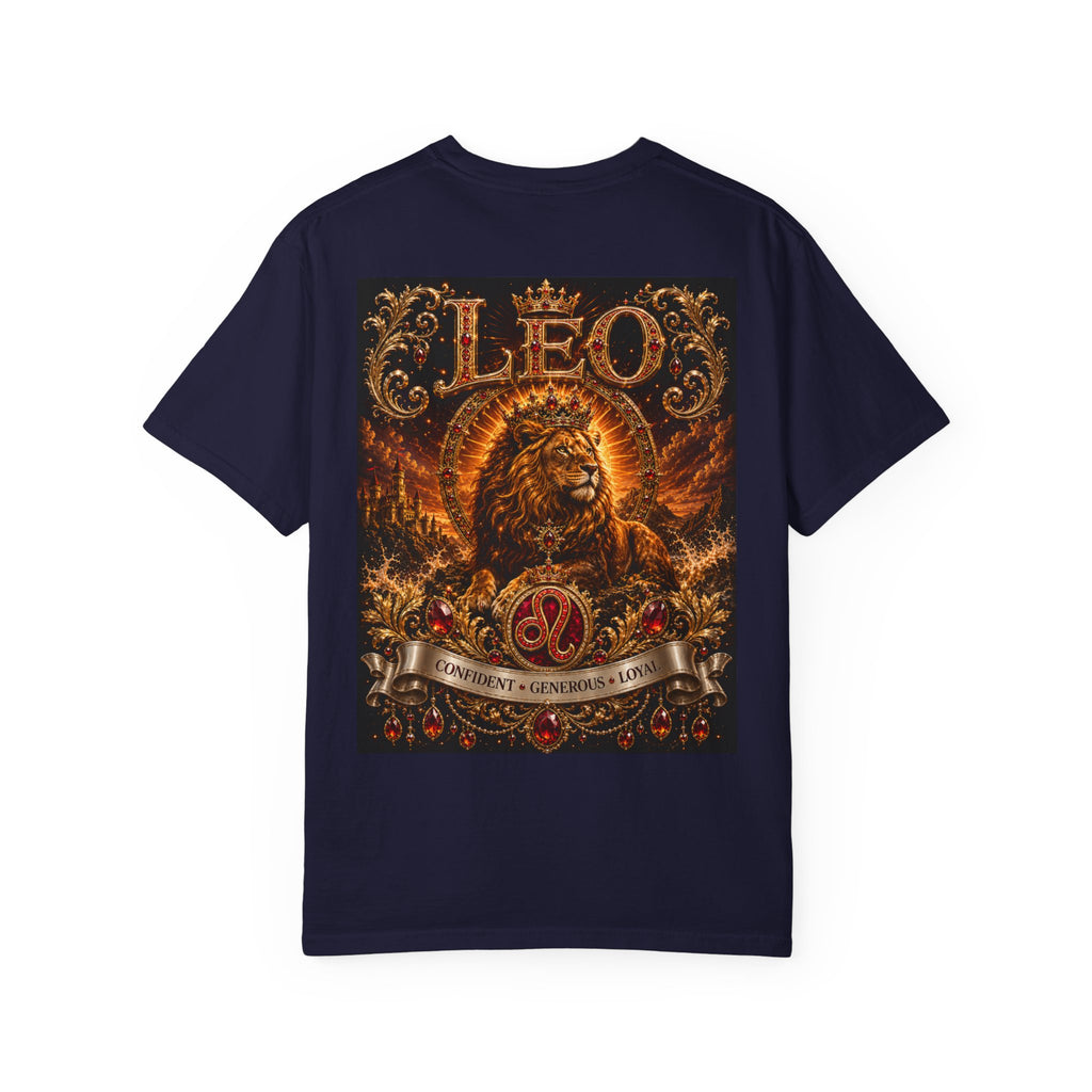 Leo Zodiac Lion T-Shirt — Regal Crowned Lion Astrology Tee