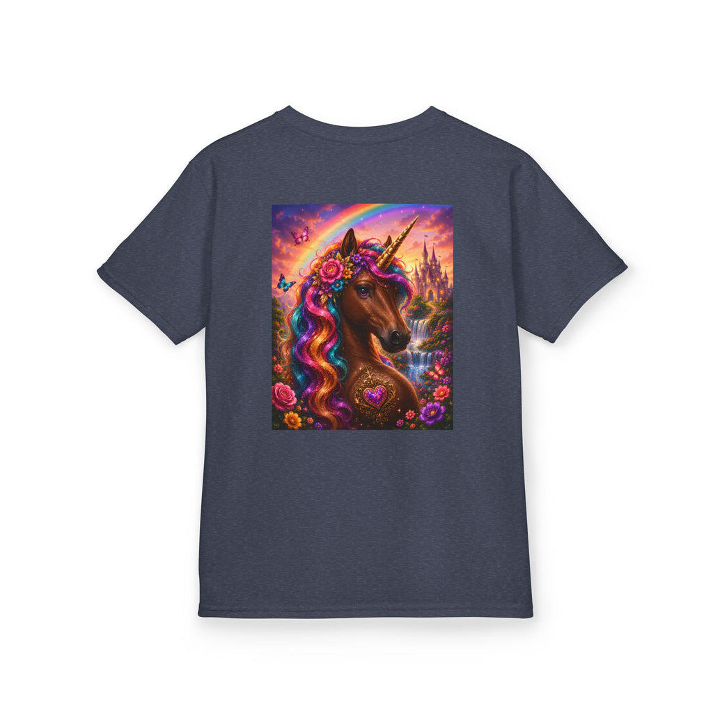 Kids Brown Unicorn Tee — Rainbow Fantasy Magical Horse Shirt