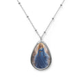 Oval Pendant Necklace — Angel in Blue Teardrop Locket