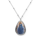 Oval Pendant Necklace — Angel in Blue Teardrop Locket