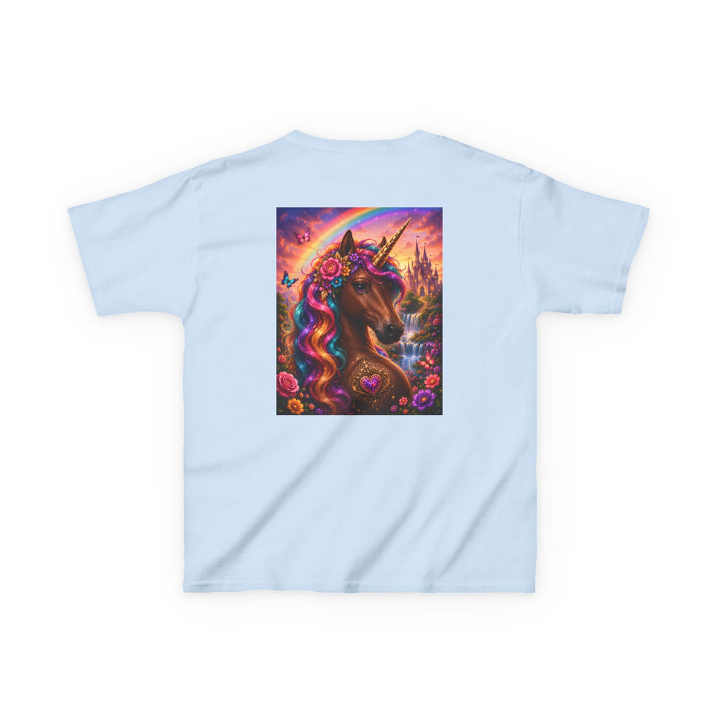 Kids Brown Unicorn Tee — Rainbow Fantasy Magical Horse Shirt
