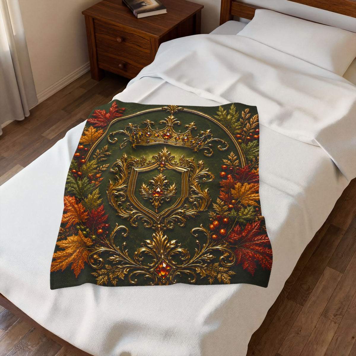 Regal Autumn Crest Velveteen Plush Blanket
