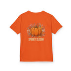 Kids Halloween Tee — Cute Ghost Holding Pumpkin "Spooky Season"