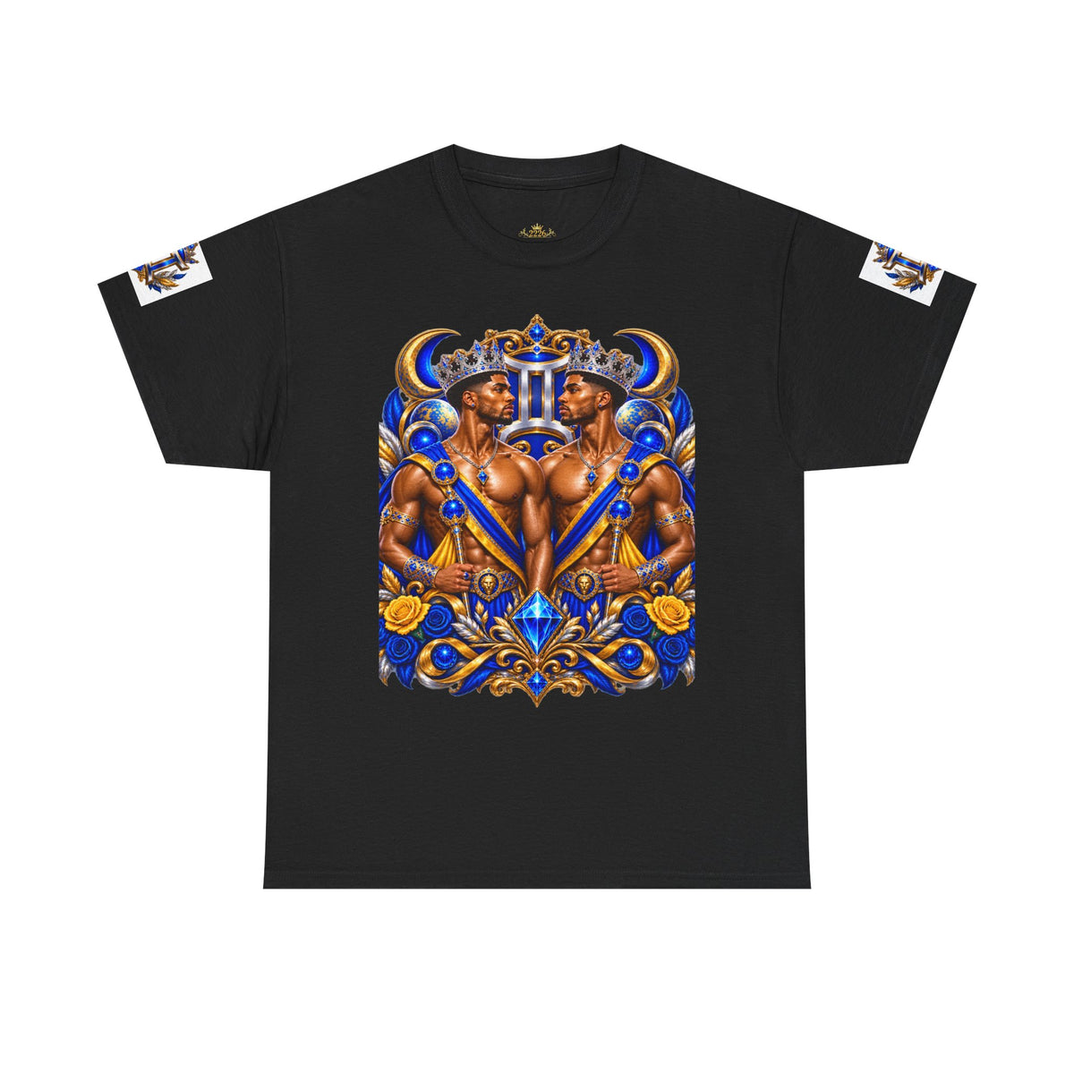 Gemini Zodiac Tee — Bold Royal Twin Astrology T‑Shirt