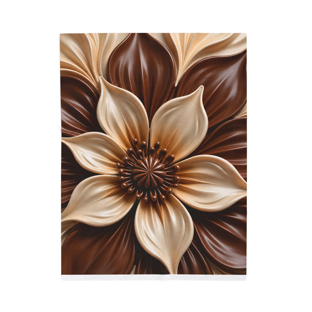 Velveteen Plush Blanket - Chocolate Floral 3D Velvet Throw
