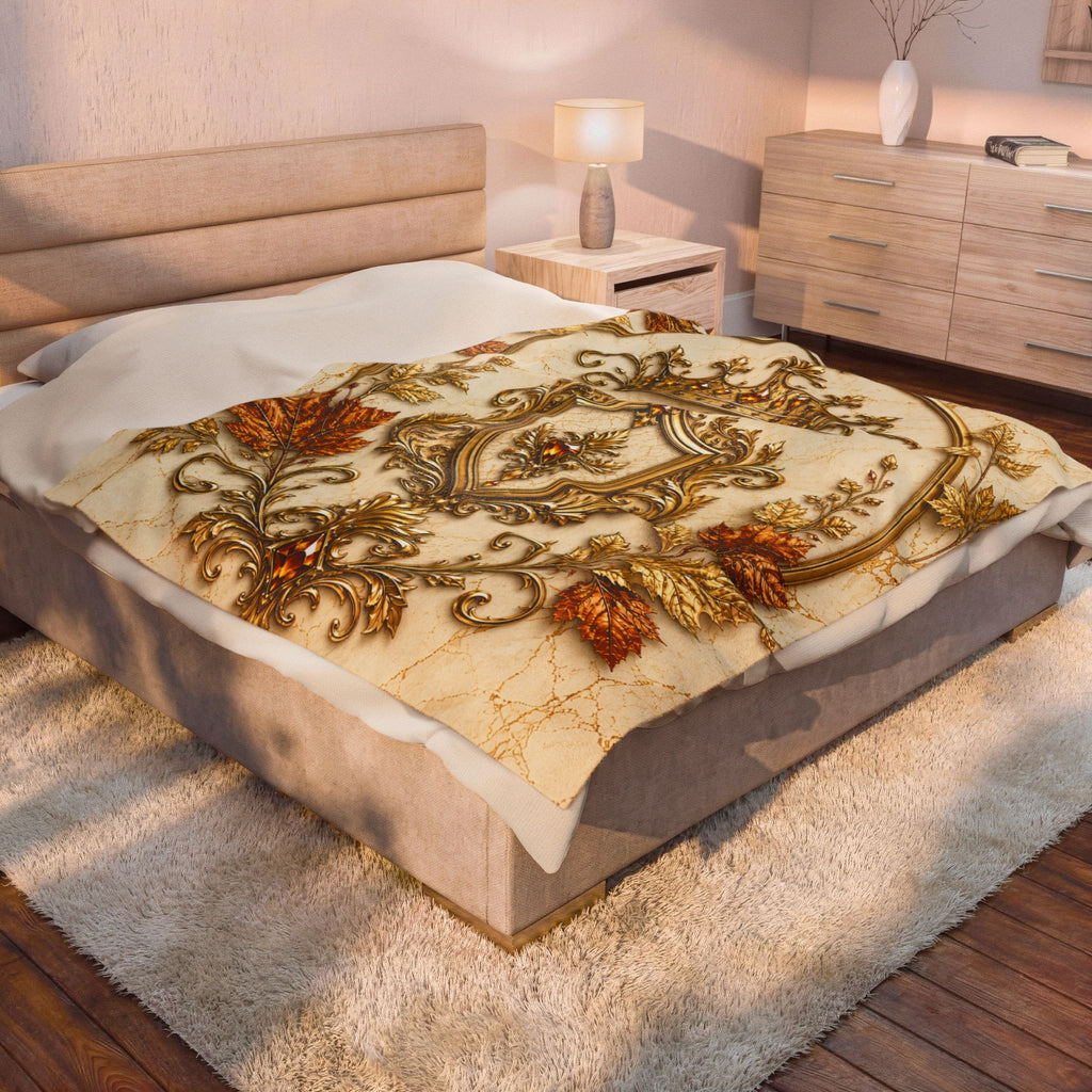 Royal Autumn Crest Velveteen Plush Blanket
