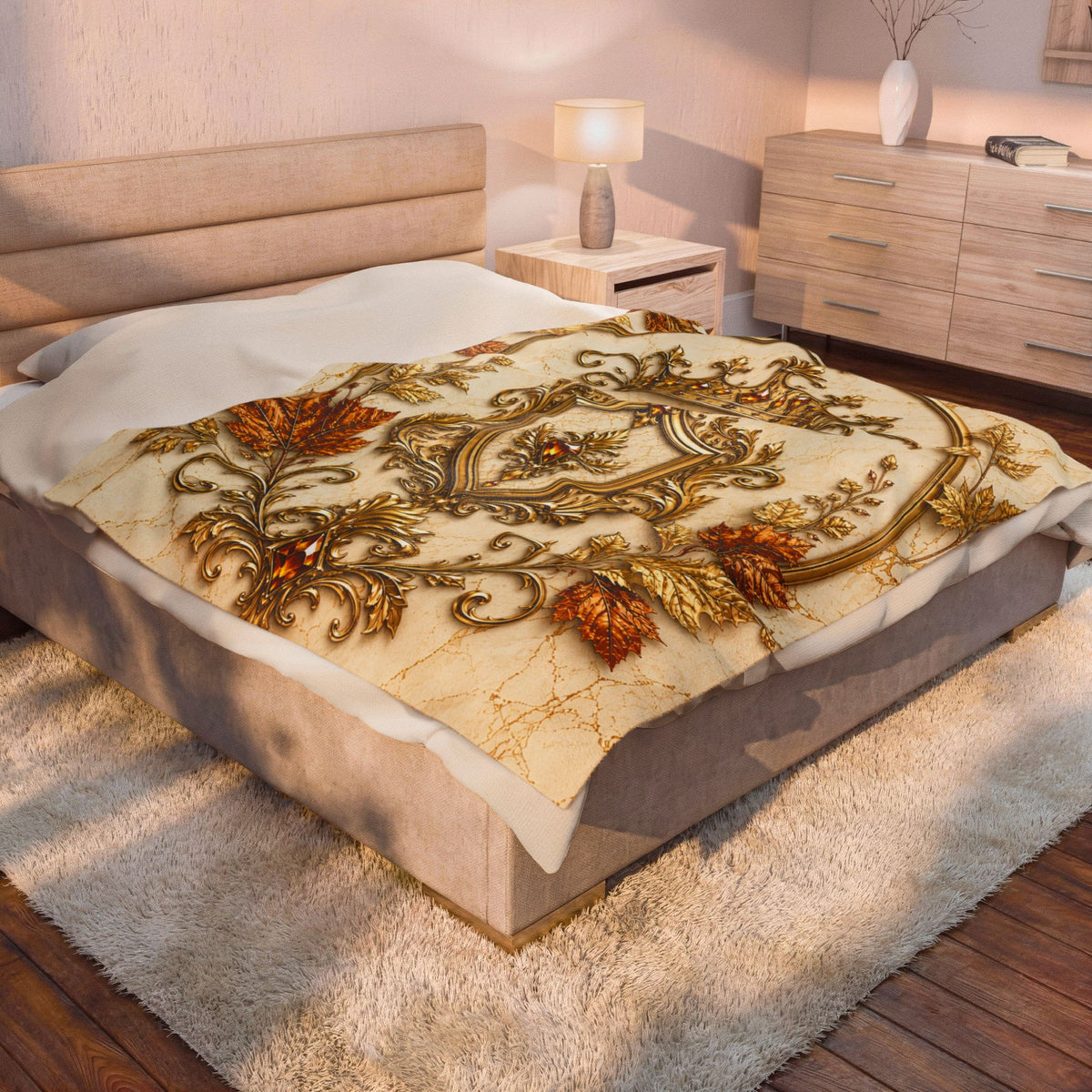 Royal Autumn Crest Velveteen Plush Blanket