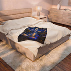 Velveteen Plush Blanket — Moonlit Lotus Lake Throw