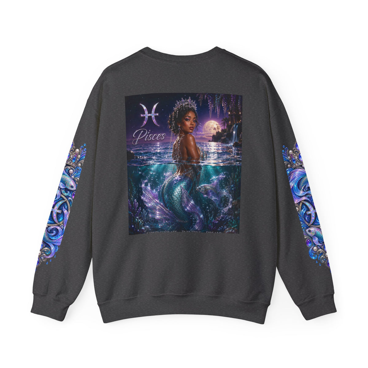 Pisces Mermaid Crewneck Sweatshirt — Zodiac Astrology Graphic Sweater