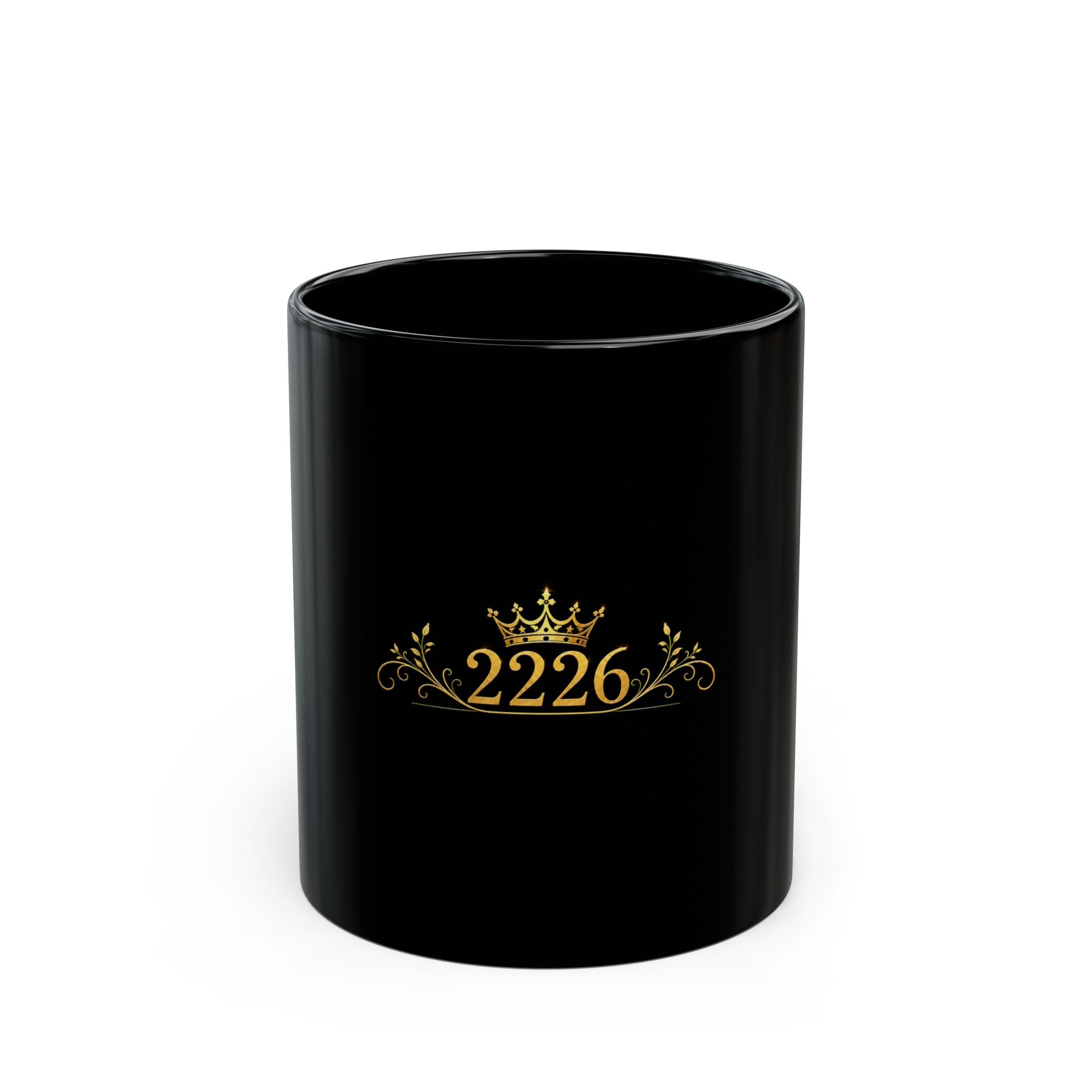 Royal 2226 Black Coffee Mug — Gold Crown Accent (11oz & 15oz)