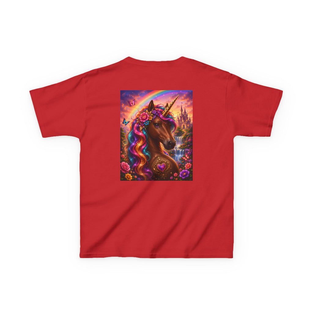 Kids Brown Unicorn Tee — Rainbow Fantasy Magical Horse Shirt