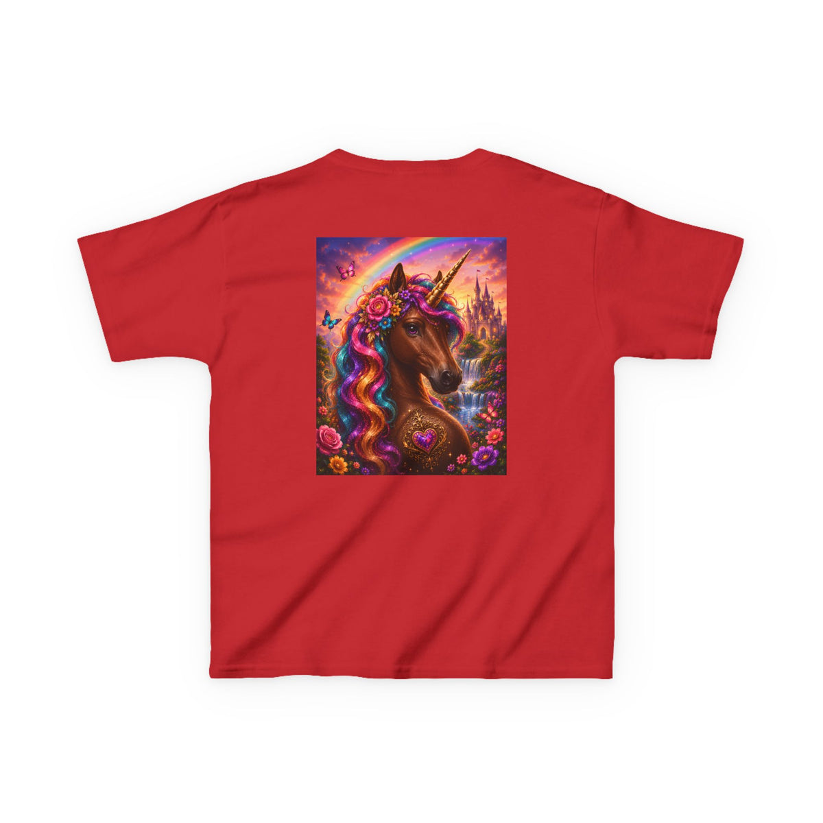 Kids Brown Unicorn Tee — Rainbow Fantasy Magical Horse Shirt