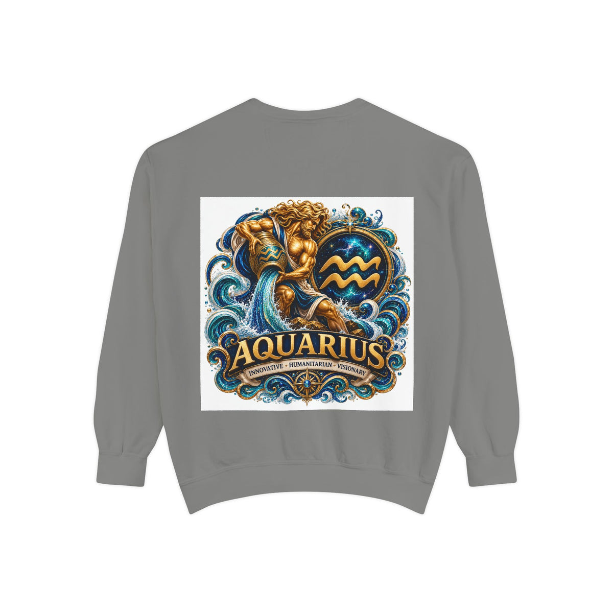 Aquarius Zodiac Sweatshirt — Water Bearer Astrology Graphic Crewneck