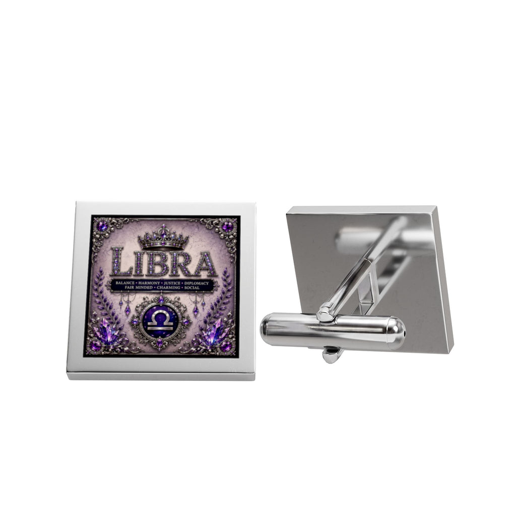 Libra Zodiac Cufflinks - Gold Square Astrology Gift for Men