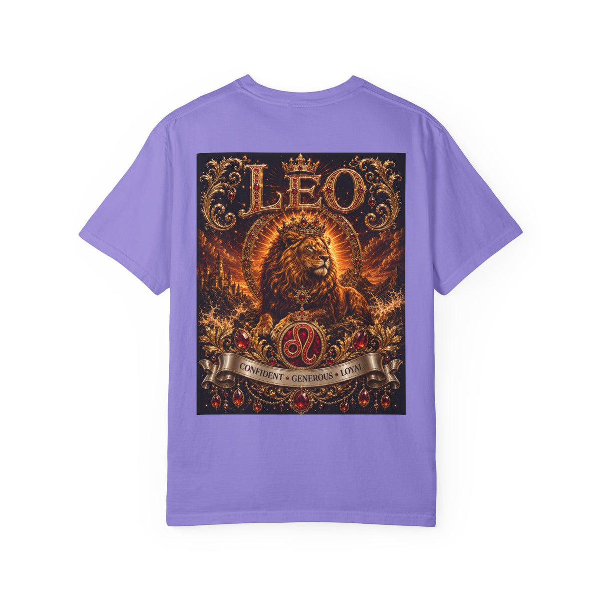 Leo Zodiac Lion T-Shirt — Regal Crowned Lion Astrology Tee