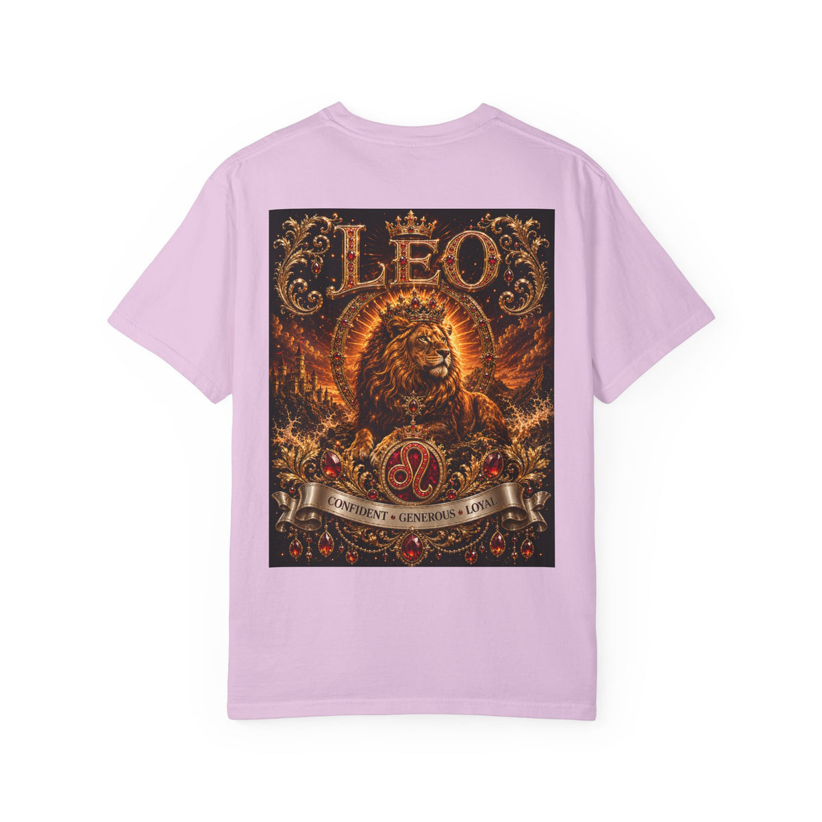 Leo Zodiac Lion T-Shirt — Regal Crowned Lion Astrology Tee