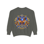 Gemini Zodiac Sweatshirt — Royal Blue & Gold Twin Symbol Crewneck