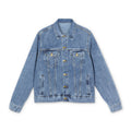 Men's Denim Jacket with 2226 Lifestyle Back Patch — Vintage Crown Graphic Jacket