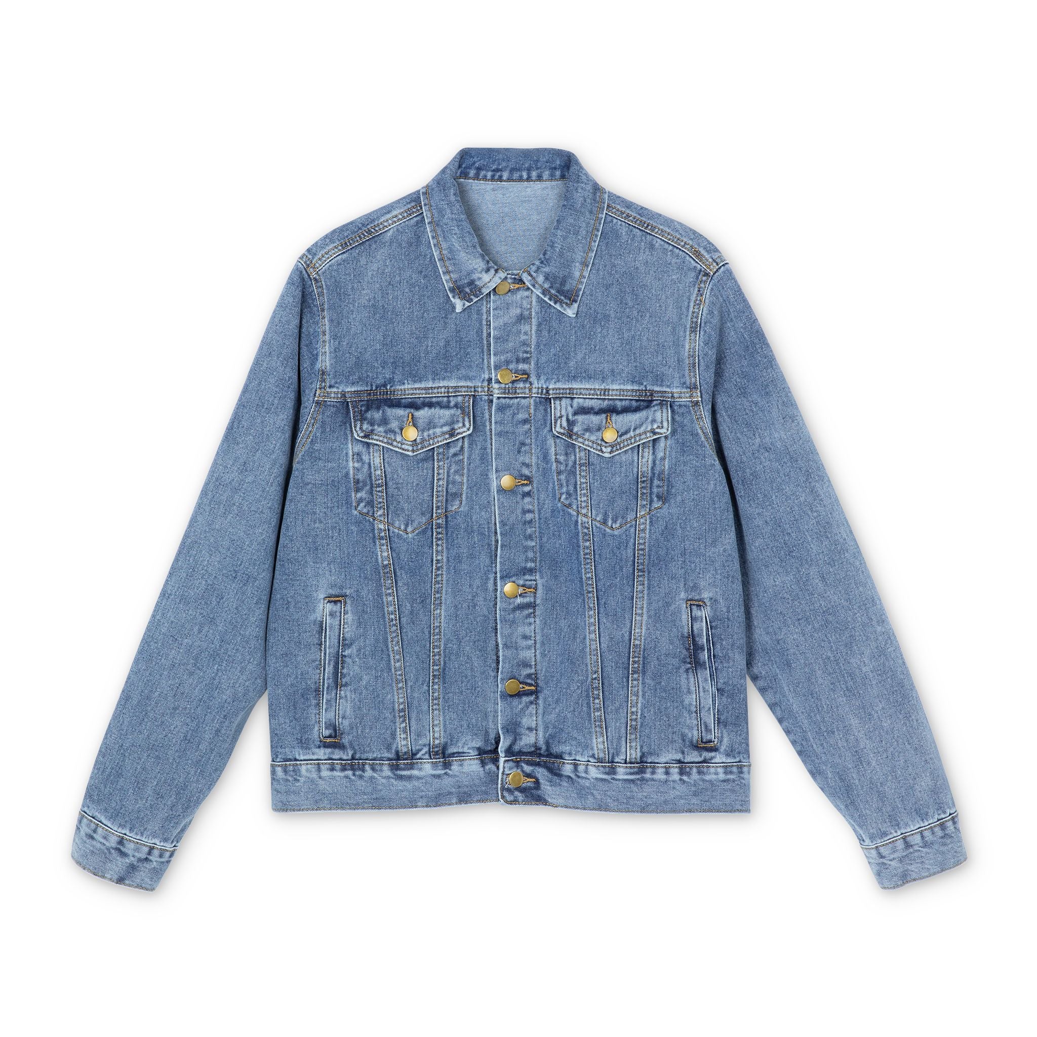 Men's Denim Jacket with 2226 Lifestyle Back Patch — Vintage Crown Graphic Jacket