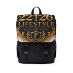 22f26 Lifestyle Gold Crest Backpack — Casual Shoulder Backpack with 'Wrap Yourself in Peace' Design