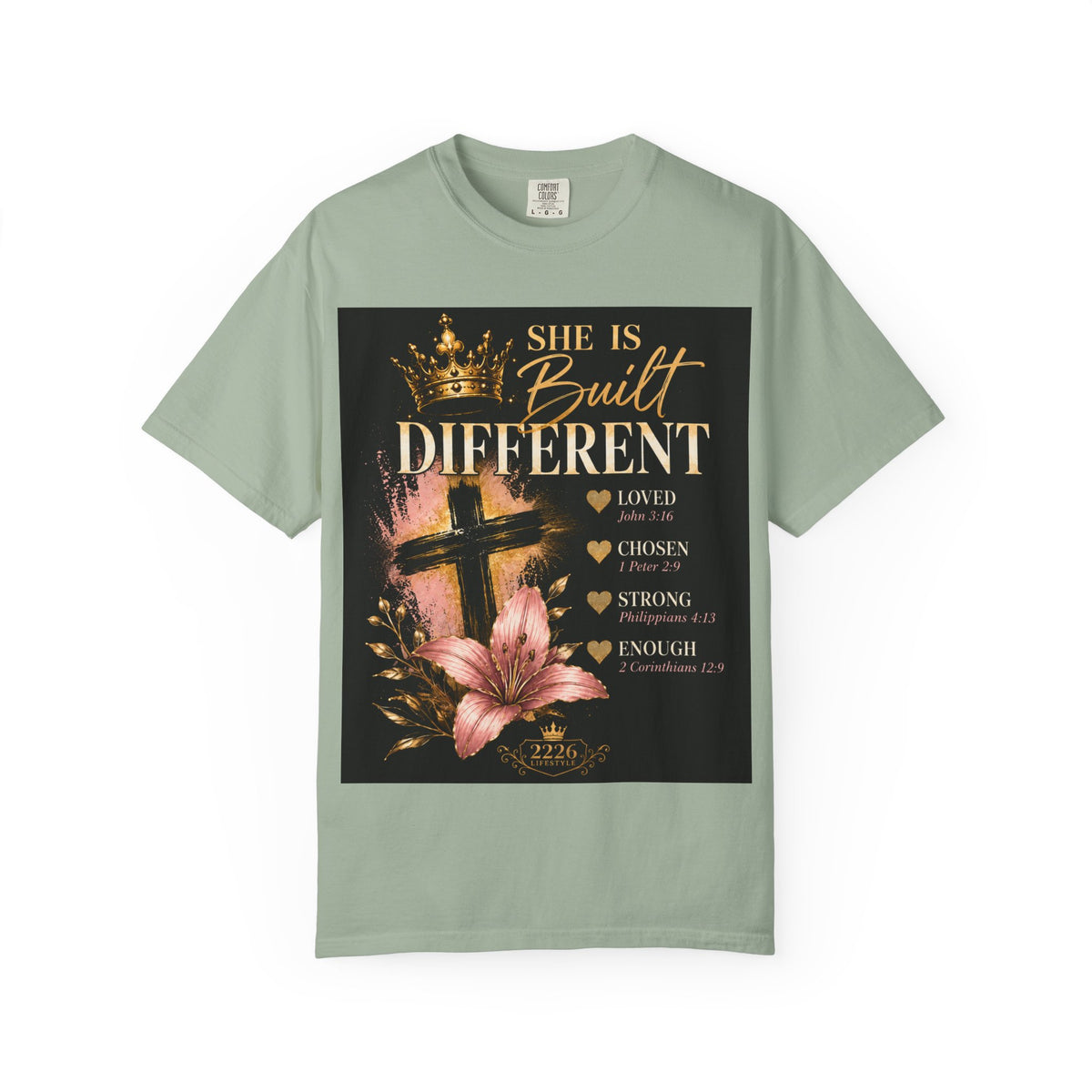 Christian Inspirational T-Shirt — "She Is Built Different / Built Right"