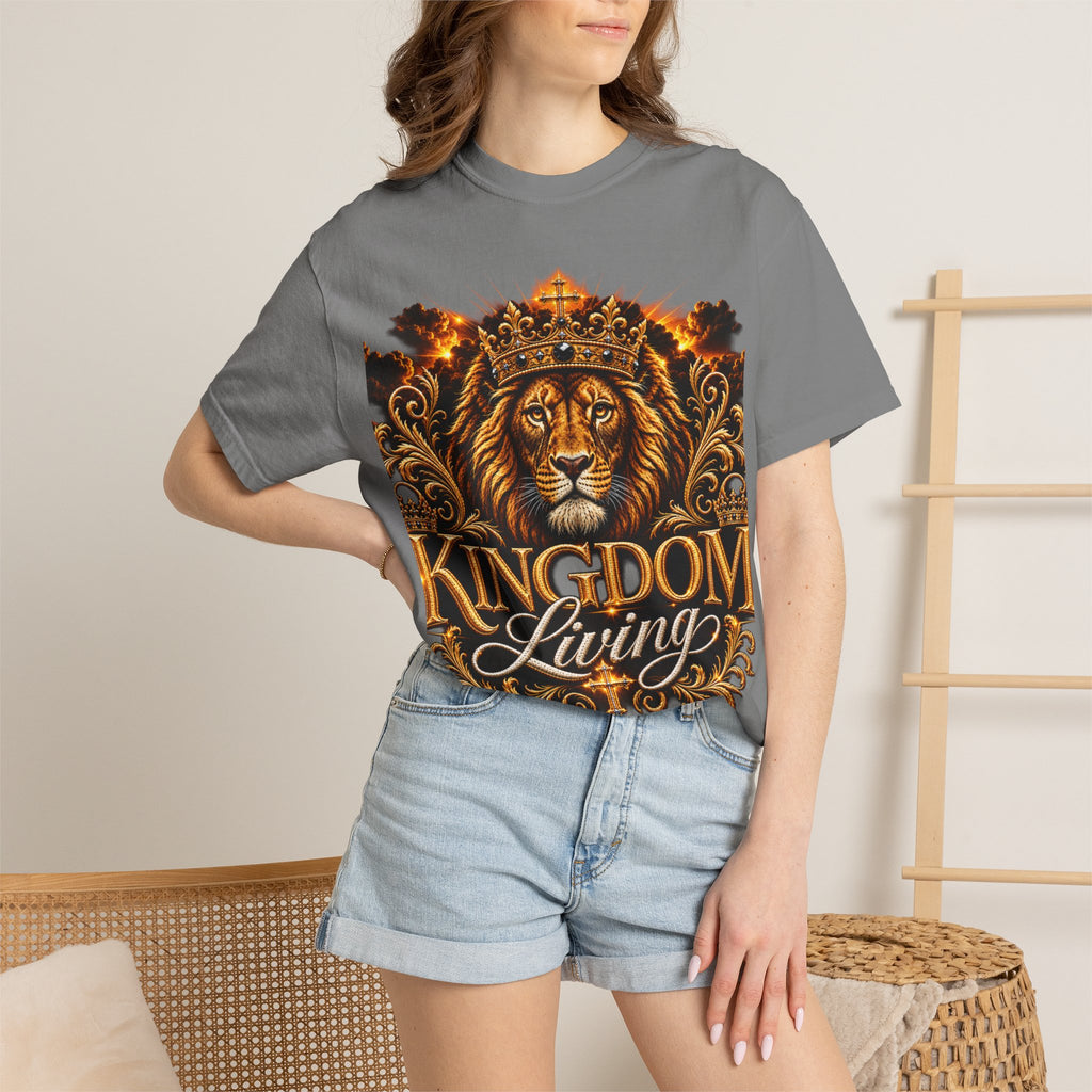 Kingdom Living Lion T-Shirt — Crowned Lion Faith Design (Matthew 6:33)