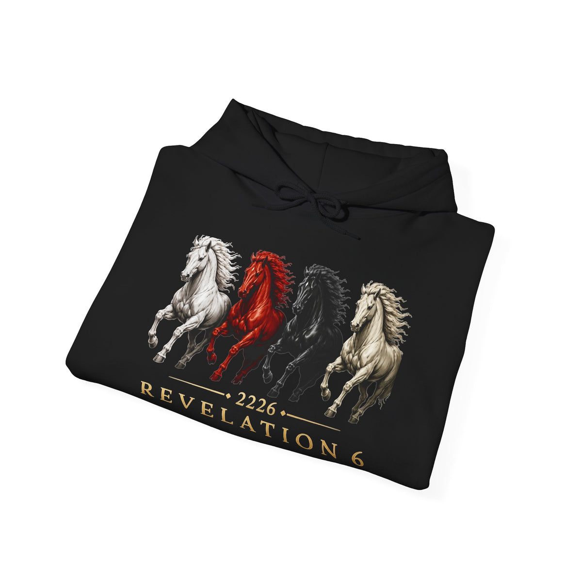 Revelation 6 Four Horsemen Hoodie — Biblical Apocalyptic Graphic Sweatshirt