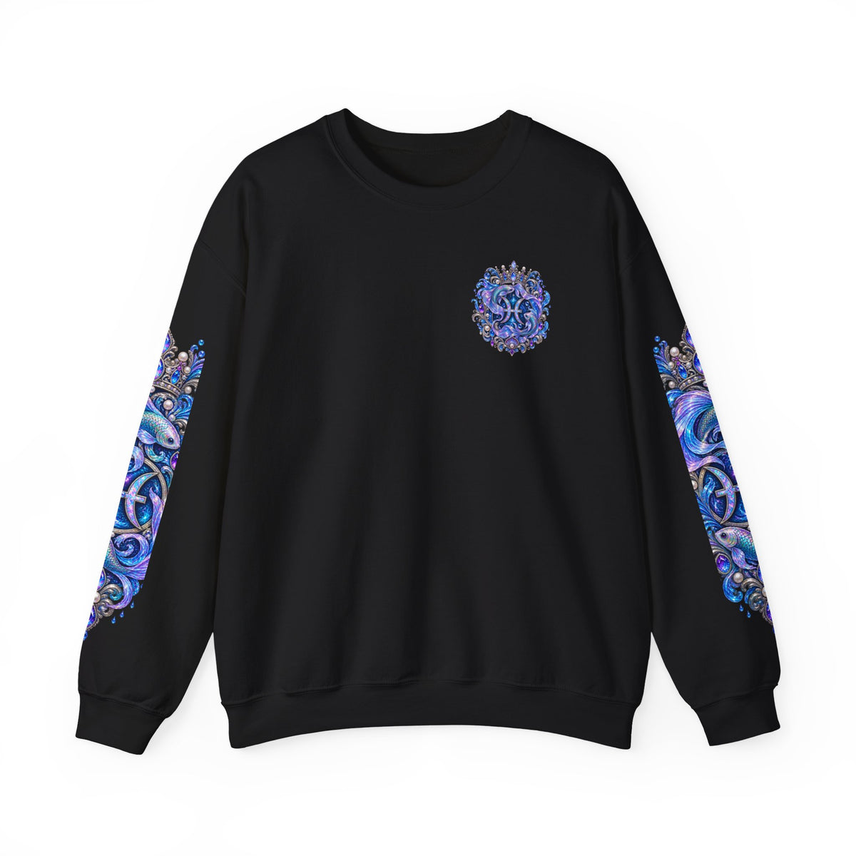 Pisces Shark Zodiac Crewneck Sweatshirt — Mystical Ocean Astrology Pullover