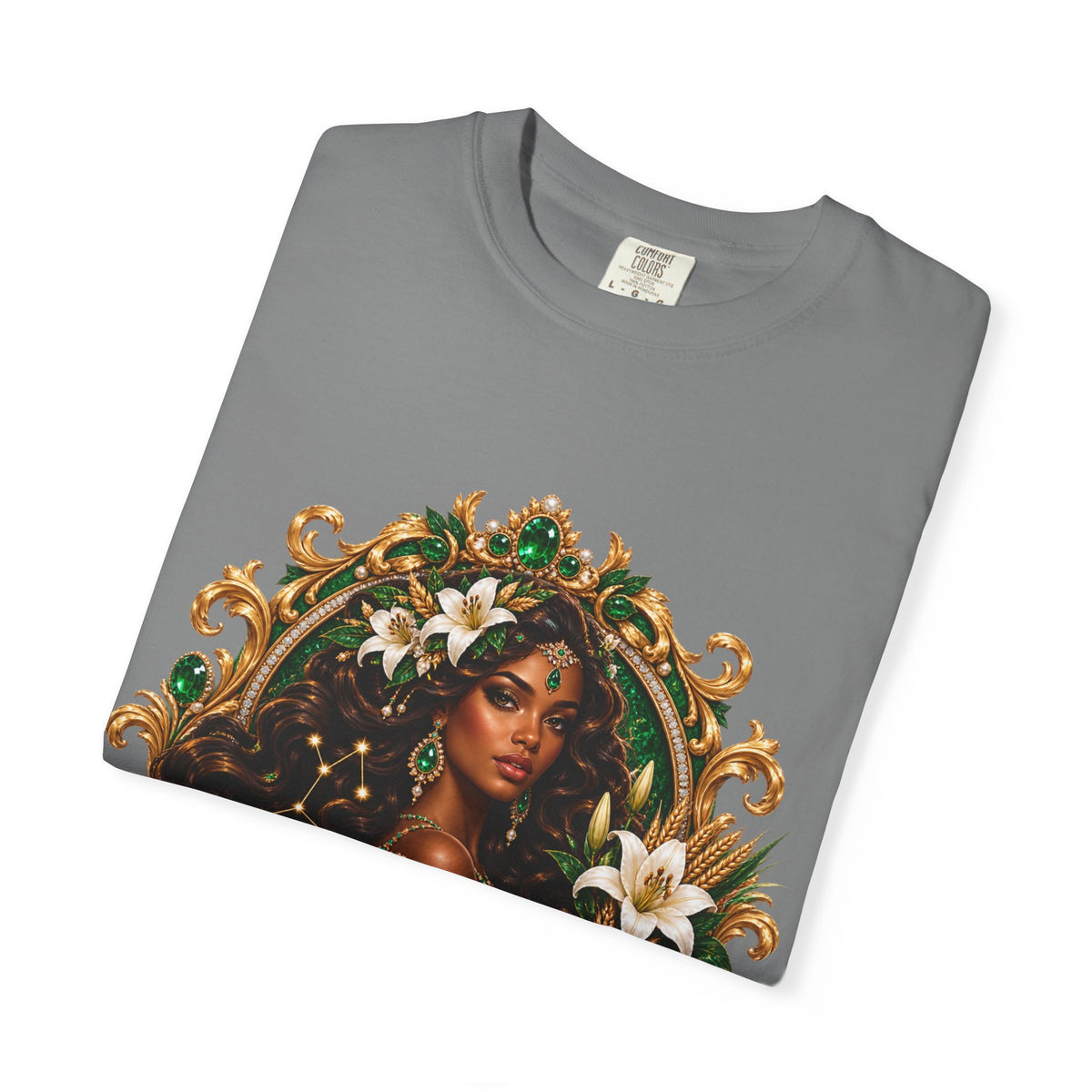 Virgo Zodiac T-Shirt — Elegant Virgo Goddess & Owl Horoscope Tee