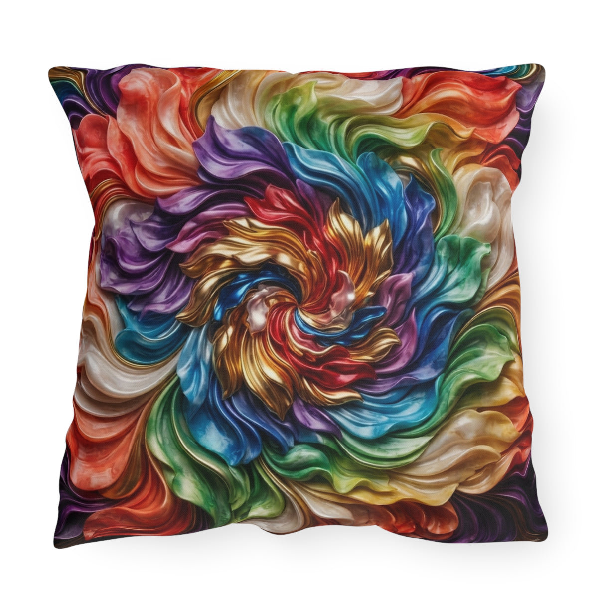 Colorful Swirl Outdoor Pillow — Vibrant Abstract Garden Cushion