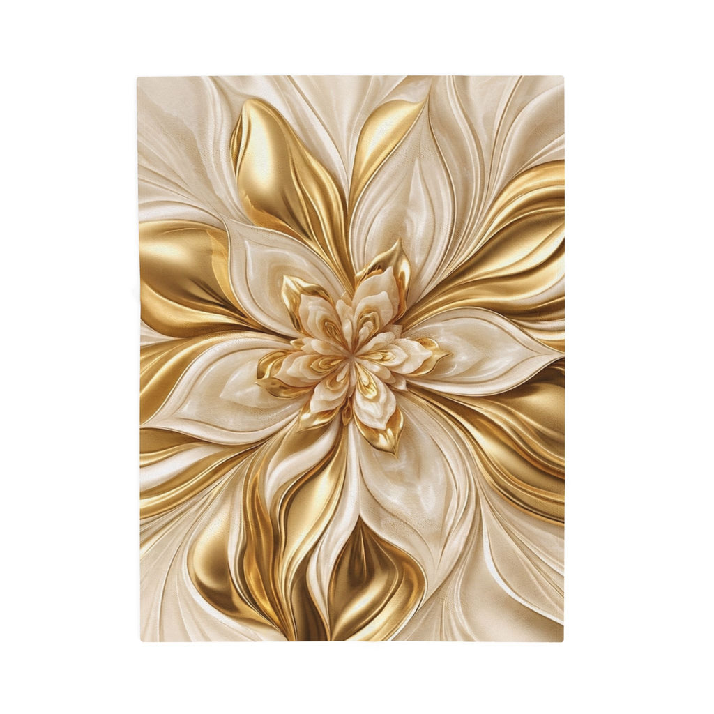 Golden Floral Velveteen Plush Blanket — Luxurious Soft Throw for Home, Gifts & Holidays