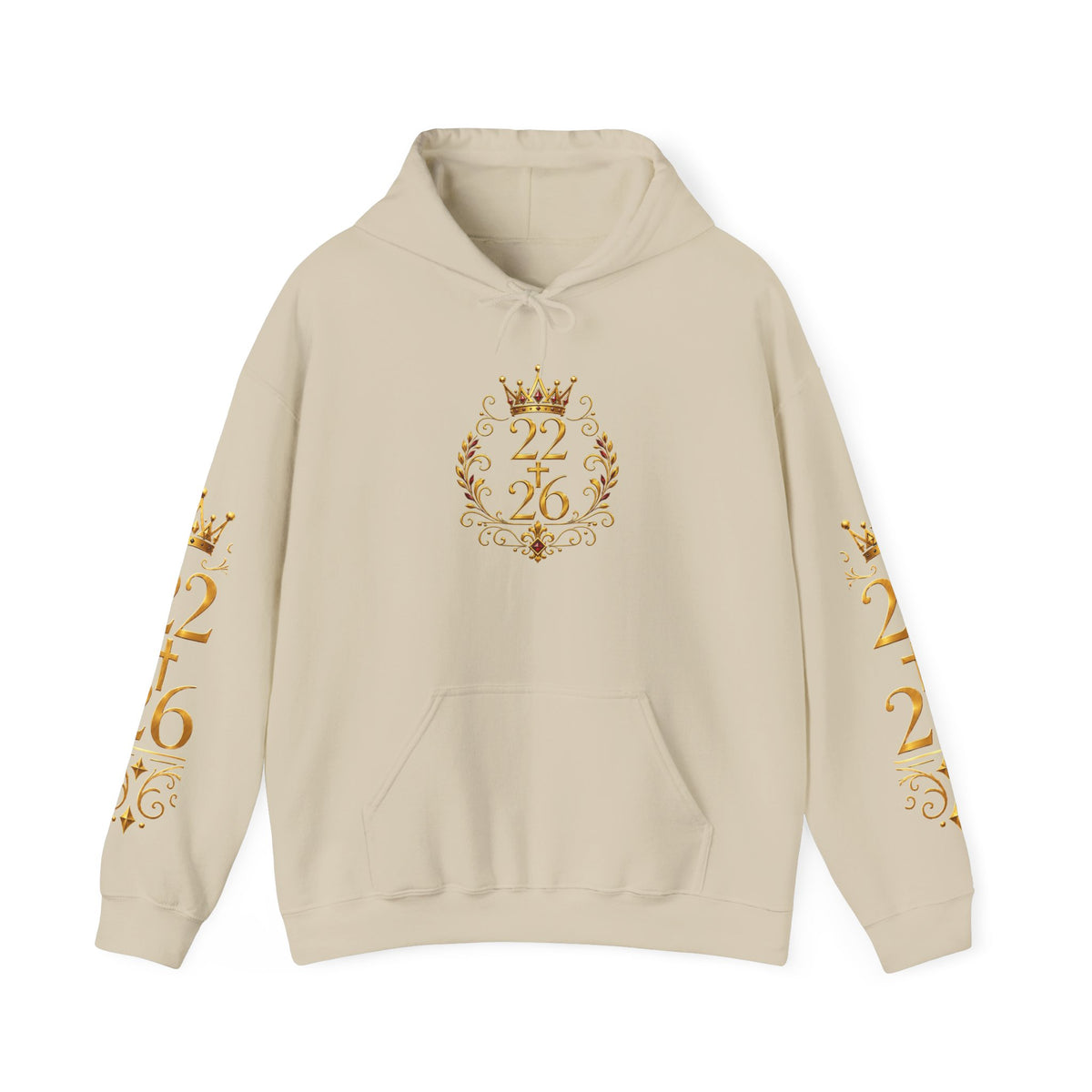 Lion Crest Hoodie – "22:26" Bible Verse Religious Pullover