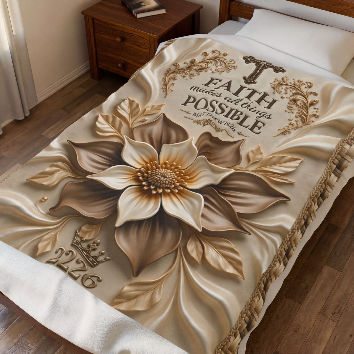 Faith Makes All Things Possible Velveteen Plush Blanket – Inspirational Christian Throw