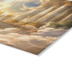 Heavenly Golden Cathedral Glass Cutting Board — Angelic Cloudscape Serving & Prep Board