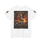 Aries Zodiac T‑Shirt — Mythic Ram Astrology Tee with 'ARIES' Emblem