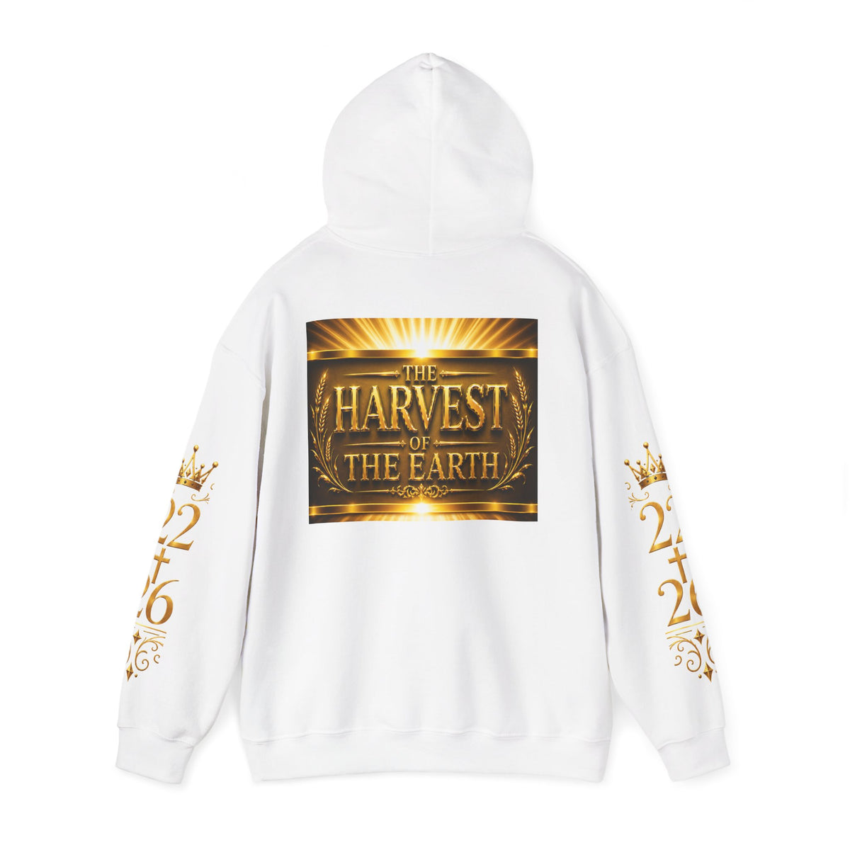 Harvest of the Earth Hoodie — Gold Crest Back Print with 2•26 Sleeve Design