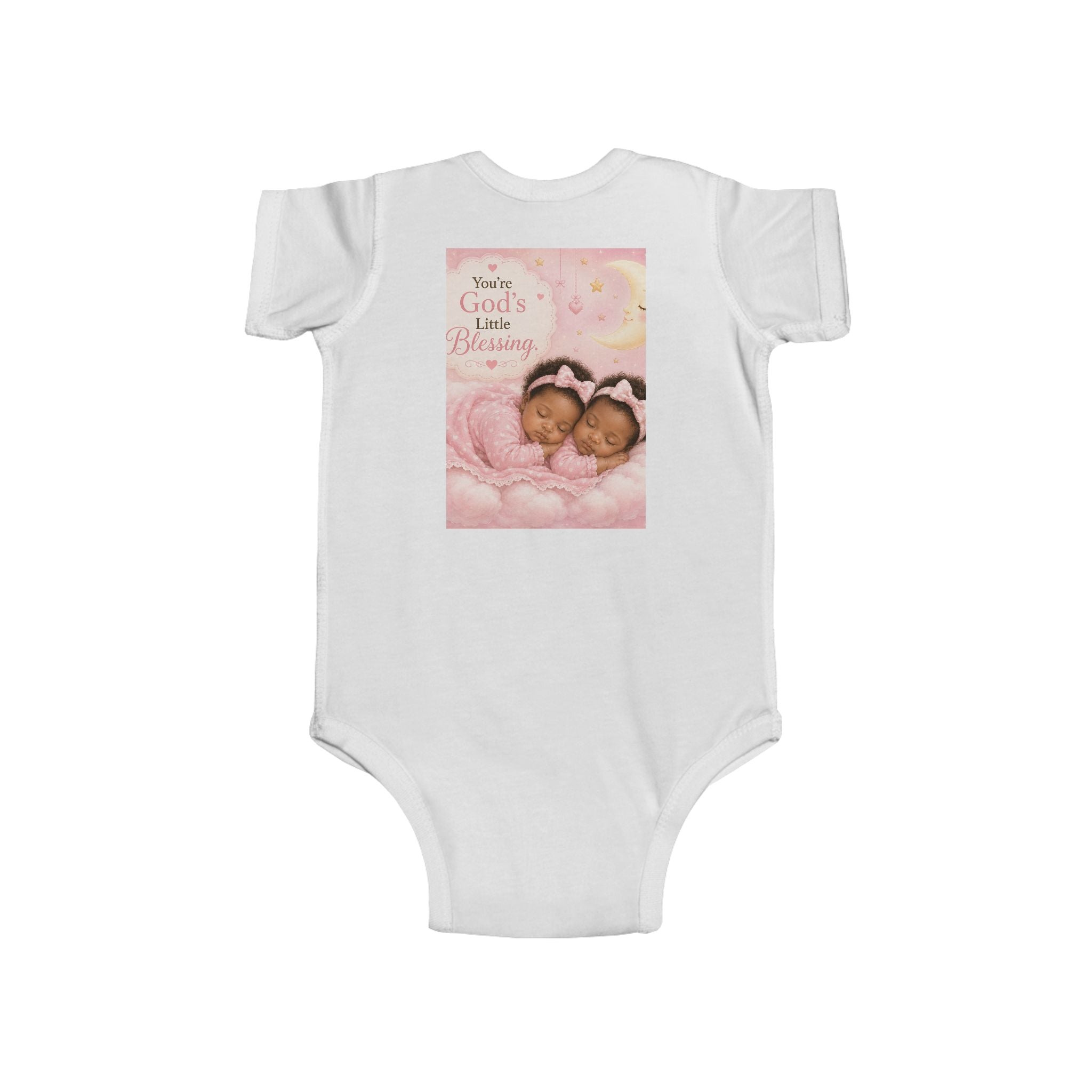 Infant Bodysuit — "You're God's Little Blessing" Pink Twin Baby Floral Design