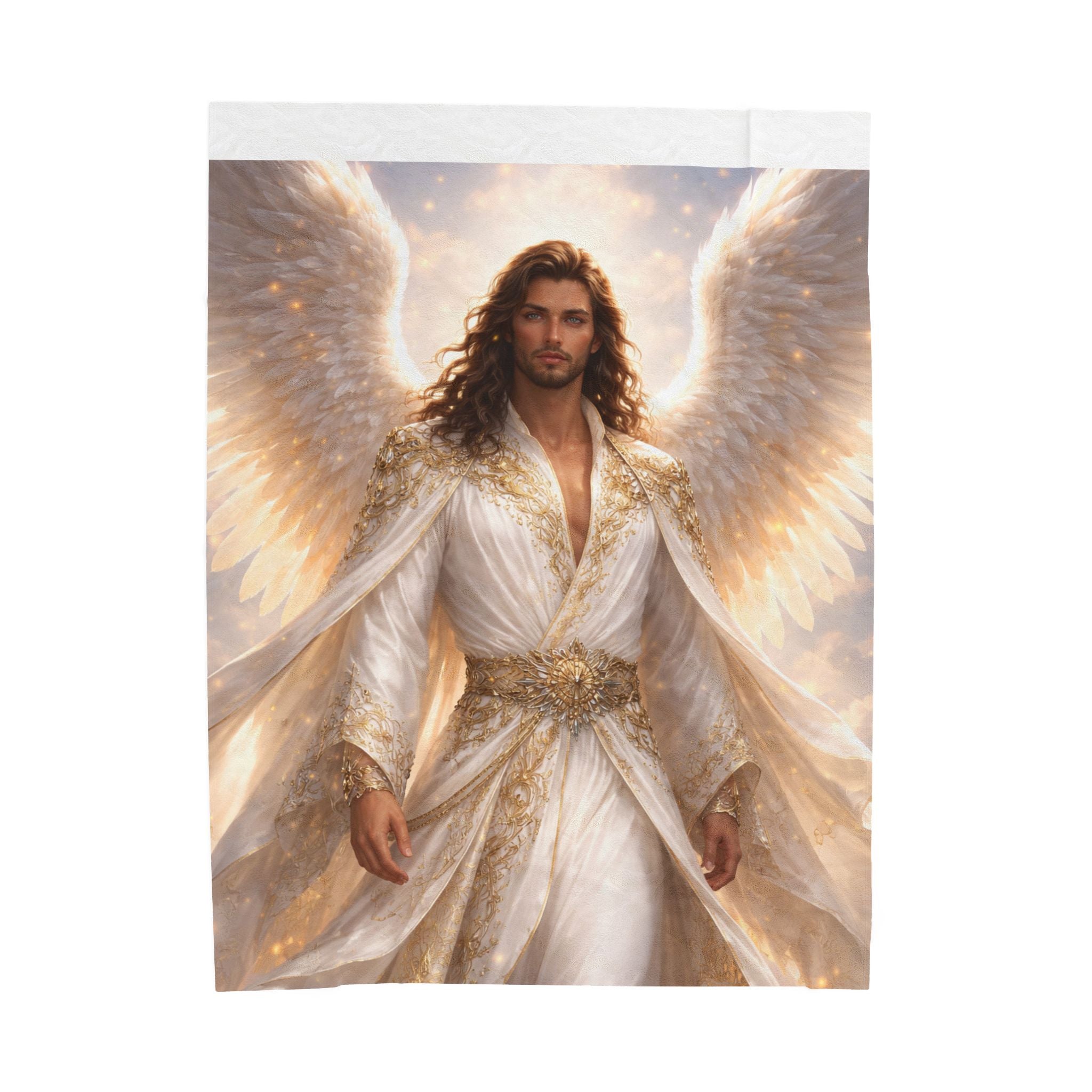 Angel Guardian Velveteen Plush Blanket — Ethereal Winged Protector Throw