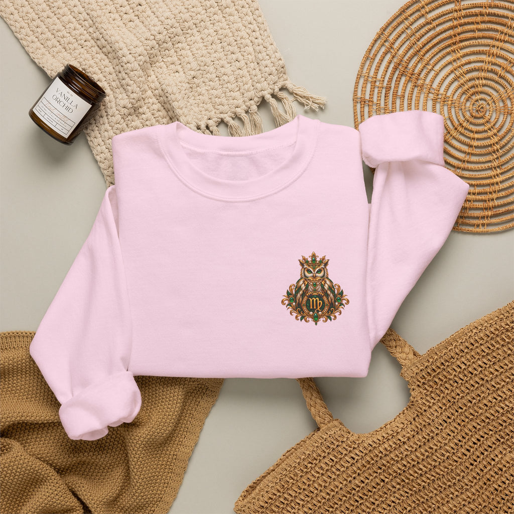 Virgo Zodiac Crewneck Sweatshirt — Owl Virgo Astrology Pullover